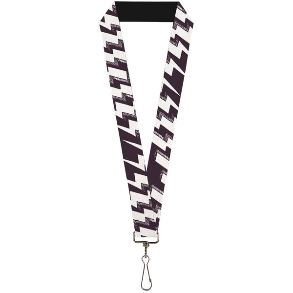 Buckle-Down Lanyard - 1.0" - Lightning Bolts Sketch Plum White