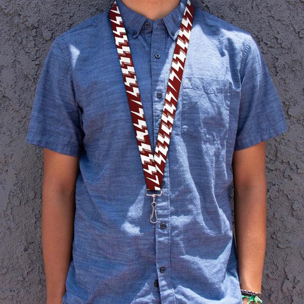 Buckle-Down Lanyard - 1.0" - Lightning Bolts Sketch Red White