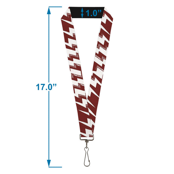 Buckle-Down Lanyard - 1.0" - Lightning Bolts Sketch Red White