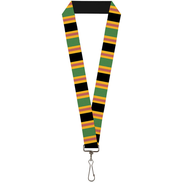 Buckle-Down Lanyard - 1.0" - Lines Black Gold Pink Green