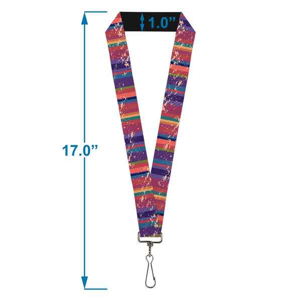 Buckle-Down Lanyard - 1.0" - Lines Weathered Reds Purples