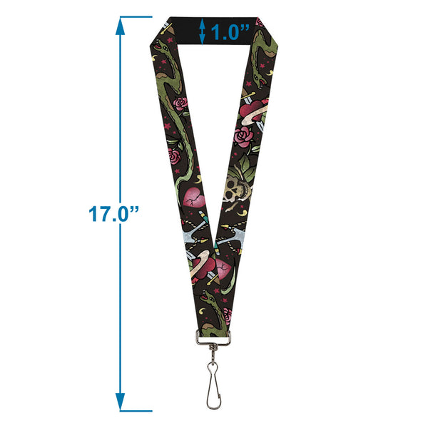 Buckle-Down Lanyard - 1.0" - Live Hard Die Young CLOSE-UP Black