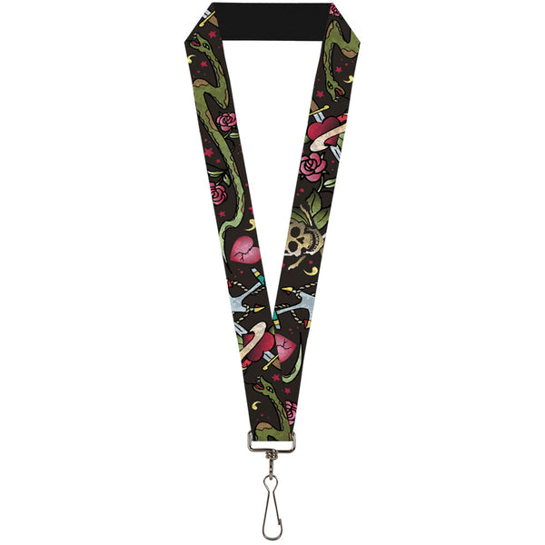 Buckle-Down Lanyard - 1.0" - Live Hard Die Young CLOSE-UP Black