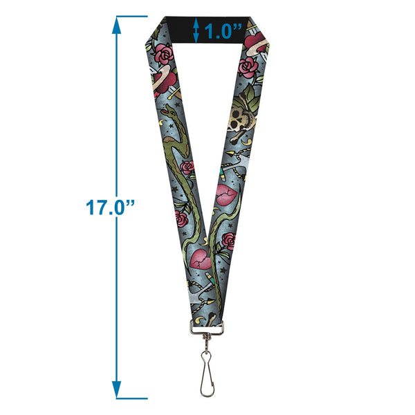 Buckle-Down Lanyard - 1.0" - Live Hard Die Young CLOSE-UP Turquoise