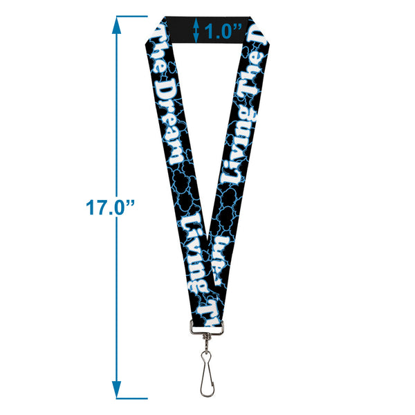 Buckle-Down Lanyard - 1.0" - LIVING THE DREAM Black Blue White
