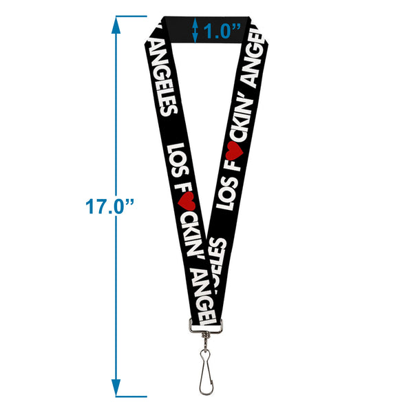 Buckle-Down Lanyard - 1.0" - LOS F*CKIN' ANGELES Heart Black White Red