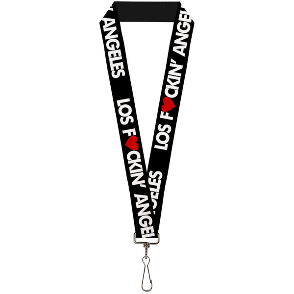 Buckle-Down Lanyard - 1.0" - LOS F*CKIN' ANGELES Heart Black White Red