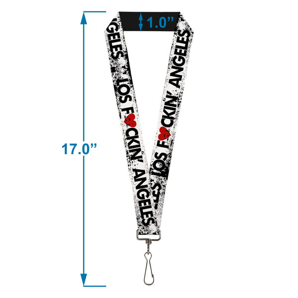 Buckle-Down Lanyard - 1.0" - LOS F*CKIN' ANGELES Heart Weathered White Black Red