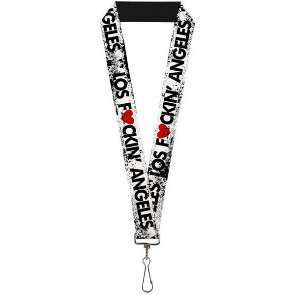 Buckle-Down Lanyard - 1.0" - LOS F*CKIN' ANGELES Heart Weathered White Black Red