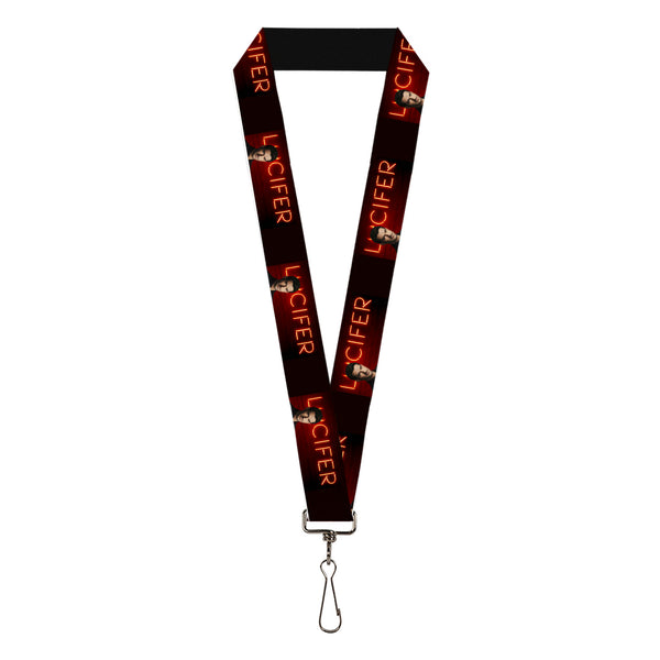 Buckle-Down Lanyard - 1.0" - LUCIFER Title Logo Neon Light Pose Black/Reds