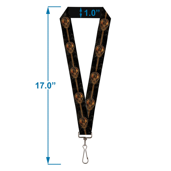 Buckle-Down Lanyard - 1.0" - MACUSA Seal Stripe Black Golds
