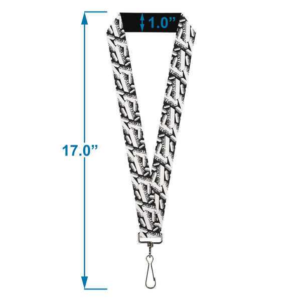 Buckle-Down Lanyard - 1.0" - MASTERS OF THE UNIVERSE Brick Logo Stacked White/Black