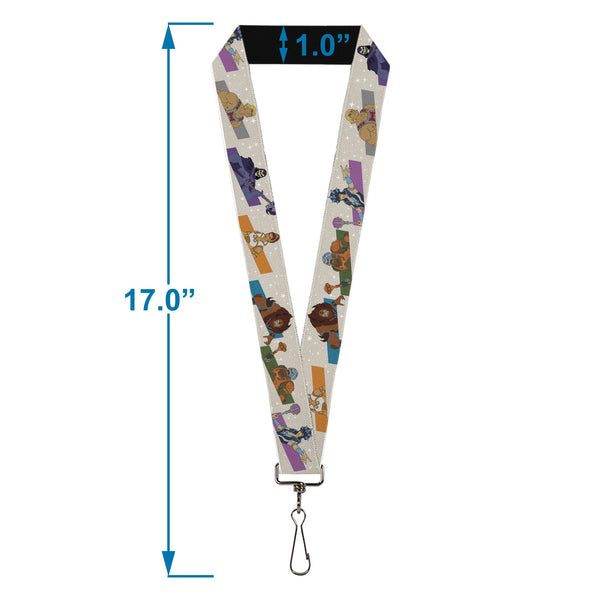 Buckle-Down Lanyard - 1.0" - Masters Of The Universe Heroes And Villains Poses White/Multi Color