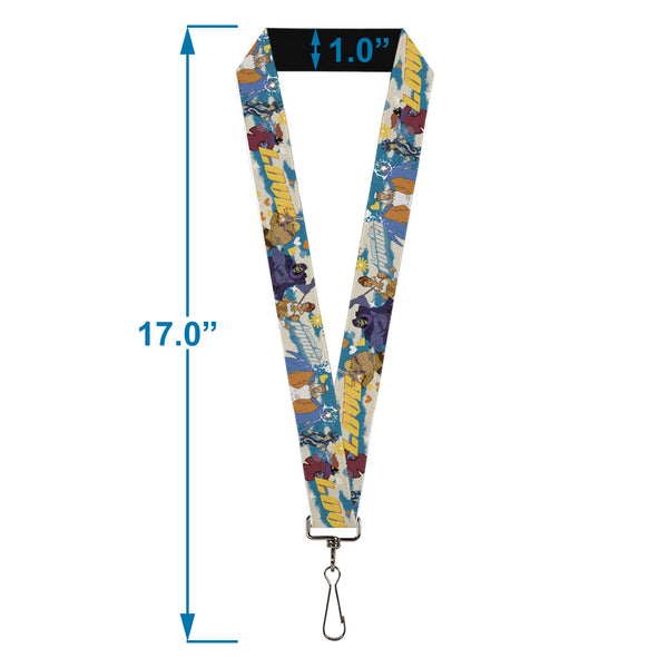 Buckle-Down Lanyard - 1.0" - Masters Of The Universe LOVE IS POWER Heroes And Villains Collage Blue/White