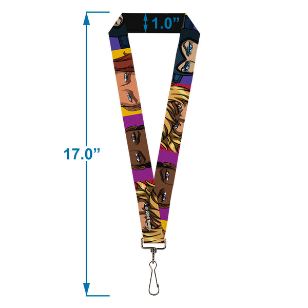 Buckle-Down Lanyard - 1.0" - Masters Of The Universe Revelation Character Close-Up Blocks