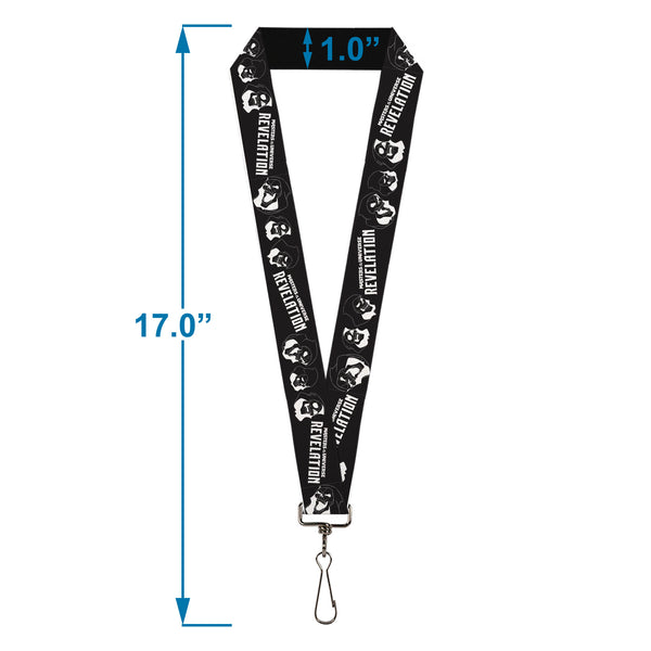Buckle-Down Lanyard - 1.0" - MASTERS OF THE UNIVERSE REVELATION Title Logo And Skeletor Expressions Black/White