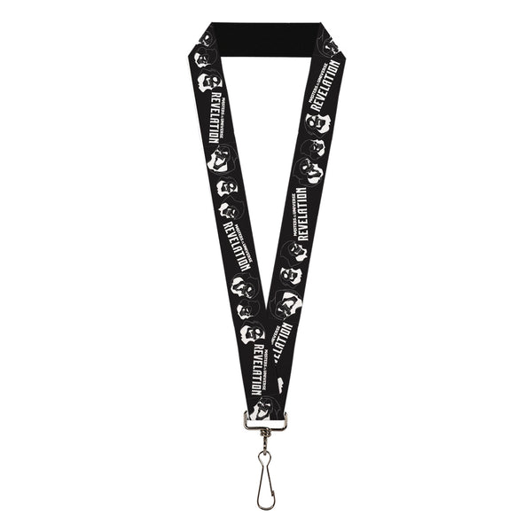 Buckle-Down Lanyard - 1.0" - MASTERS OF THE UNIVERSE REVELATION Title Logo and Skeletor Expressions Black/White