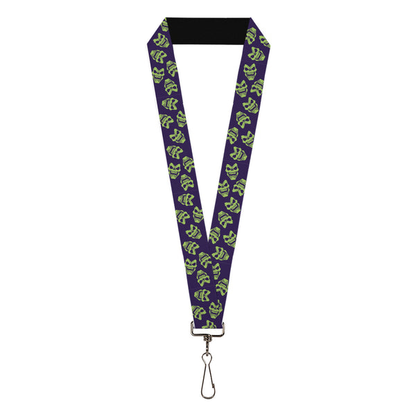 Buckle-Down Lanyard - 1.0" - Masters of the Universe Skeletor Expressions Scattered Purple/Green