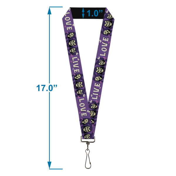 Buckle-Down Lanyard - 1.0" - Masters Of The Universe Skeletor LIVE LOVE Expressions Purples/White