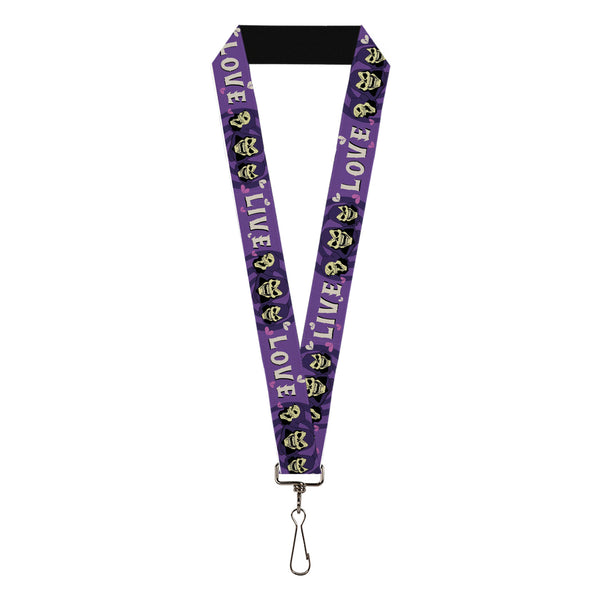 Buckle-Down Lanyard - 1.0" - Masters of the Universe Skeletor LIVE LOVE Expressions Purples/White
