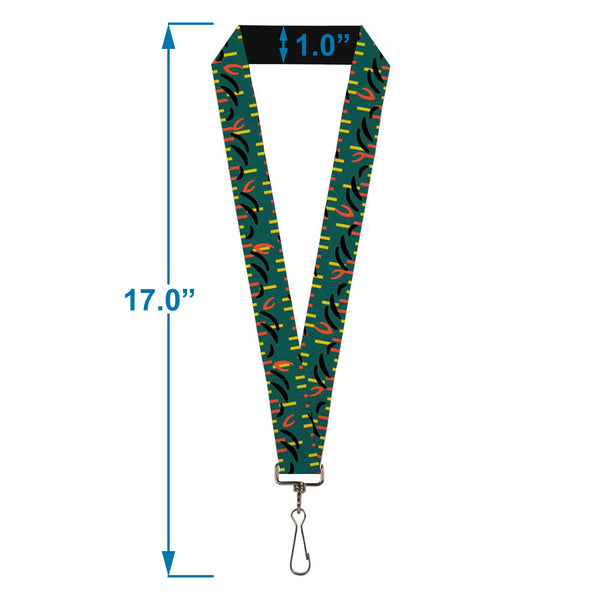 Buckle-Down Lanyard - 1.0" - MCO Orlando International Airport Carpet Teal Orange Yellow Black