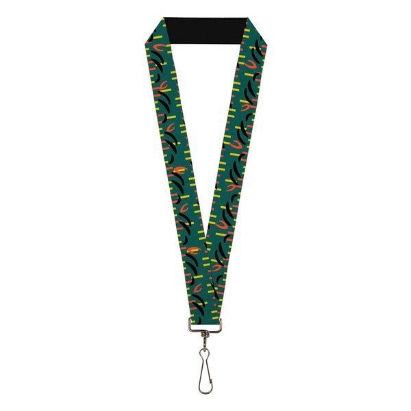 Buckle-Down Lanyard - 1.0" - MCO Orlando International Airport Carpet Teal Orange Yellow Black