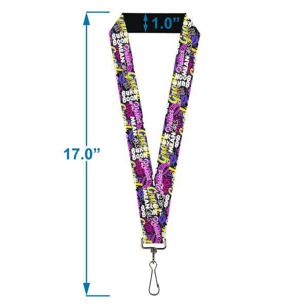 Buckle-Down Lanyard - 1.0" - Mean Girls Catch Phrases Collage Black/Multi Color