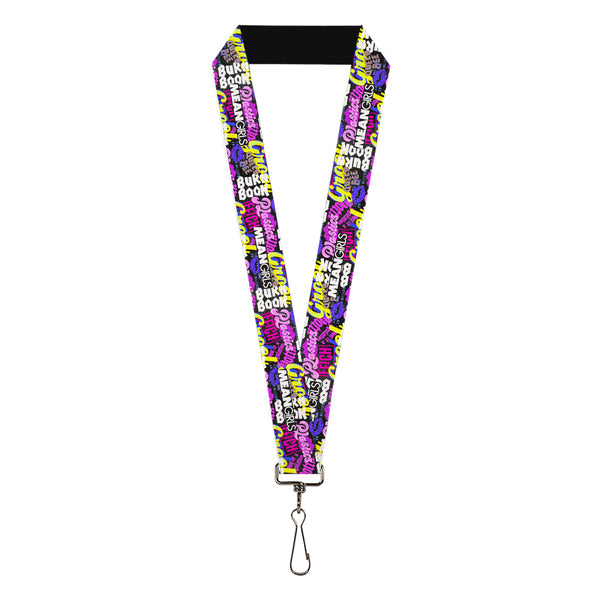 Buckle-Down Lanyard - 1.0" - Mean Girls Catch Phrases Collage Black/Multi Color