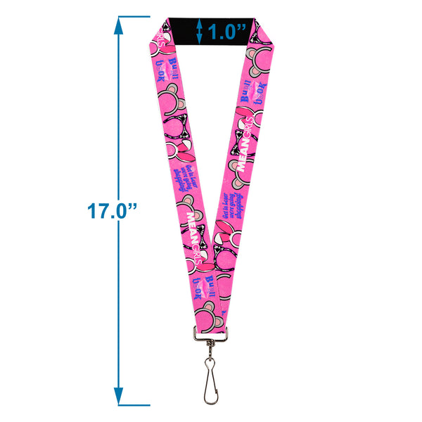Buckle-Down Lanyard - 1.0" - MEAN GIRLS Quotes And Plastics Animal Ears Collage Pink