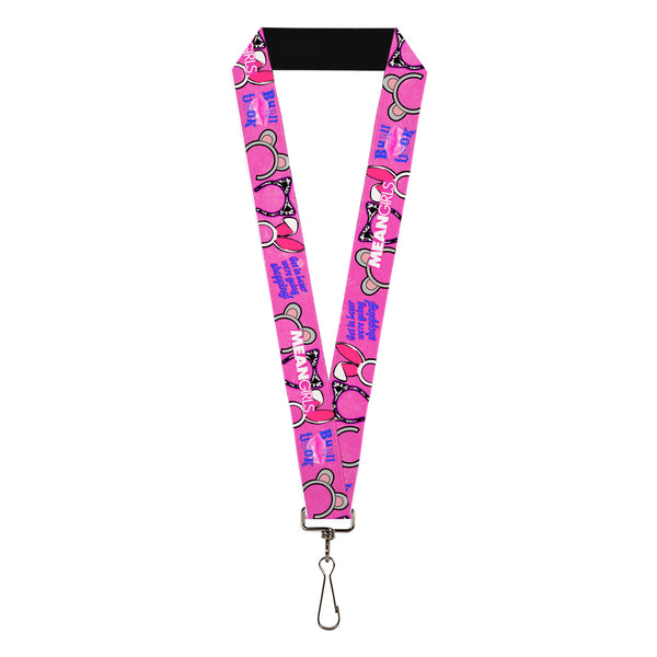 Buckle-Down Lanyard - 1.0" - MEAN GIRLS Quotes and Plastics Animal Ears Collage Pink