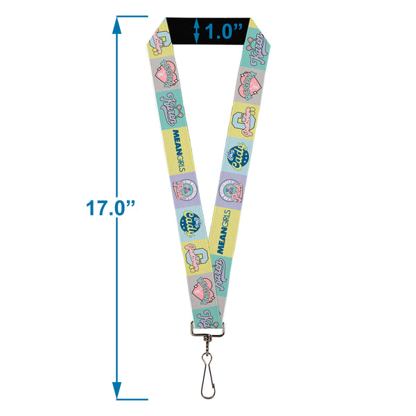 Buckle-Down Lanyard - 1.0" - Mean Girls The Plastics Icon Blocks Multi Pastel