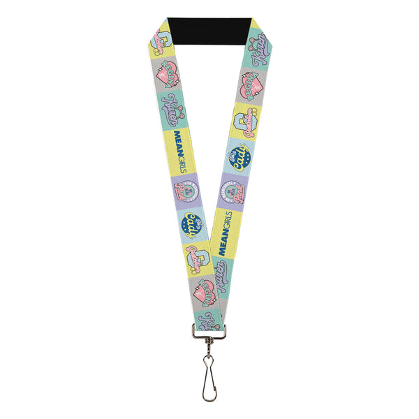 Buckle-Down Lanyard - 1.0" - Mean Girls the Plastics Icon Blocks Multi Pastel