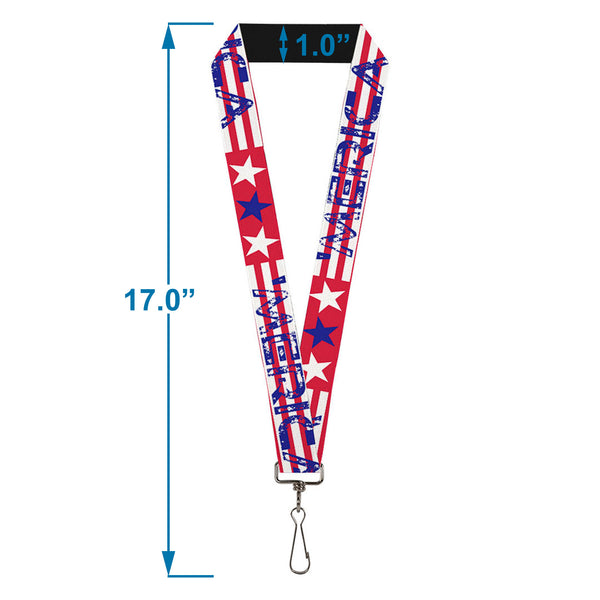 Buckle-Down Lanyard - 1.0" - MERICA Stripes Stars Red White Blue