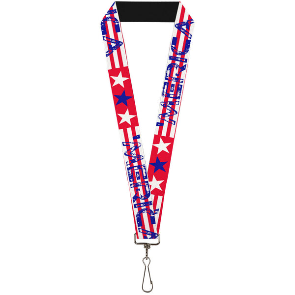 Buckle-Down Lanyard - 1.0" - MERICA Stripes Stars Red White Blue