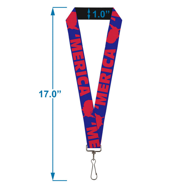 Buckle-Down Lanyard - 1.0" - MERICA USA Silhouette Blue Red