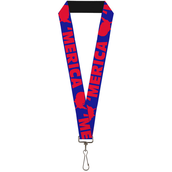 Buckle-Down Lanyard - 1.0" - MERICA USA Silhouette Blue Red