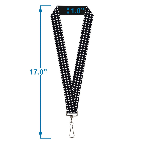 Buckle-Down Lanyard - 1.0" - Micro Polka Dots Black White
