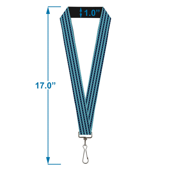 Buckle-Down Lanyard - 1.0" - Mini Buffalo Plaid Navy Blue