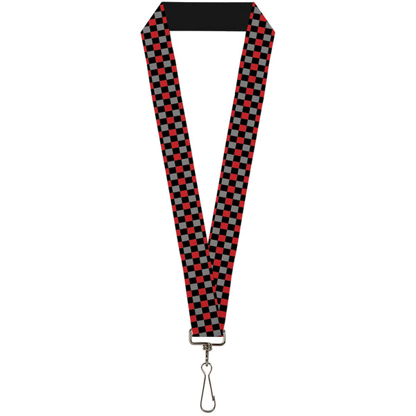 Buckle-Down Lanyard - 1.0" - Mini Checker Black Gray 3 Red