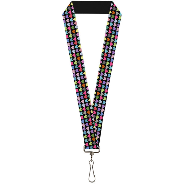 Buckle-Down Lanyard - 1.0" - Mini Hearts Black Multi Color