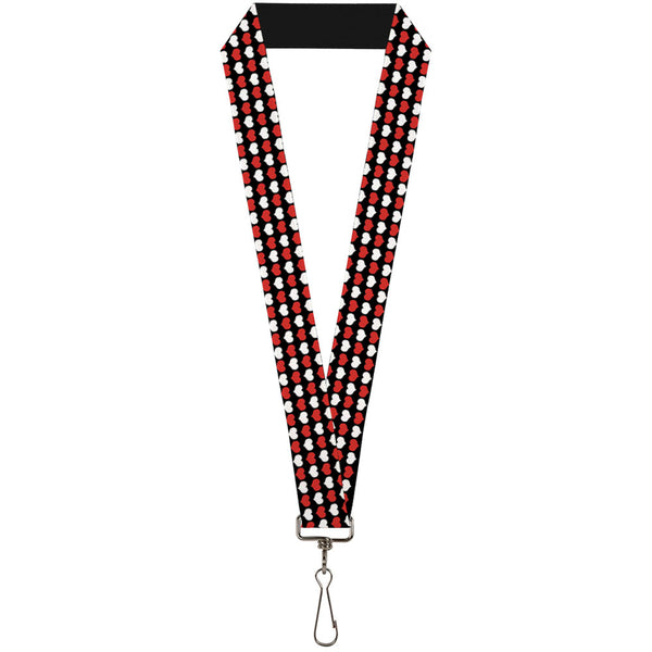 Buckle-Down Lanyard - 1.0" - Mini Hearts Black Red White