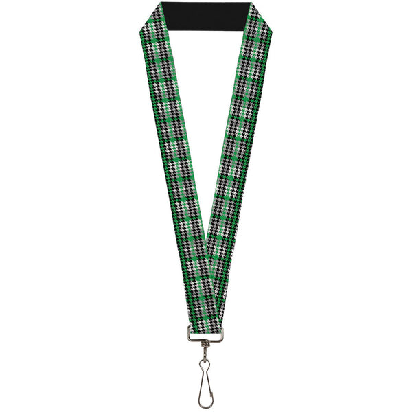 Buckle-Down Lanyard - 1.0" - Mini Houndstooth Green Black Gray