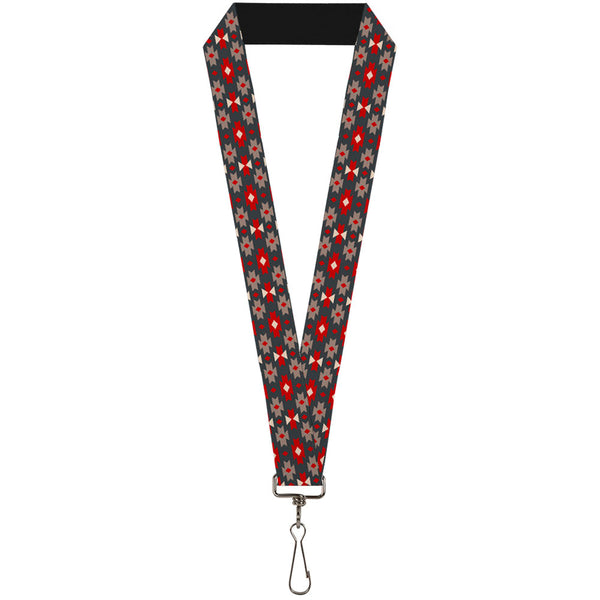 Buckle-Down Lanyard - 1.0" - Mini Navajo Black Gray Red White