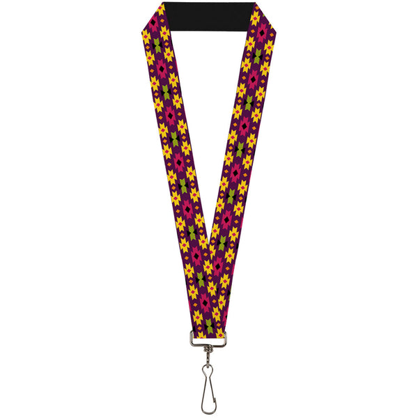 Buckle-Down Lanyard - 1.0" - Mini Navajo Purple Yellow Pink Green