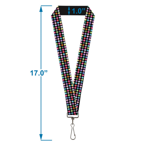Buckle-Down Lanyard - 1.0" - Mini Polka Dots Black Multi Color