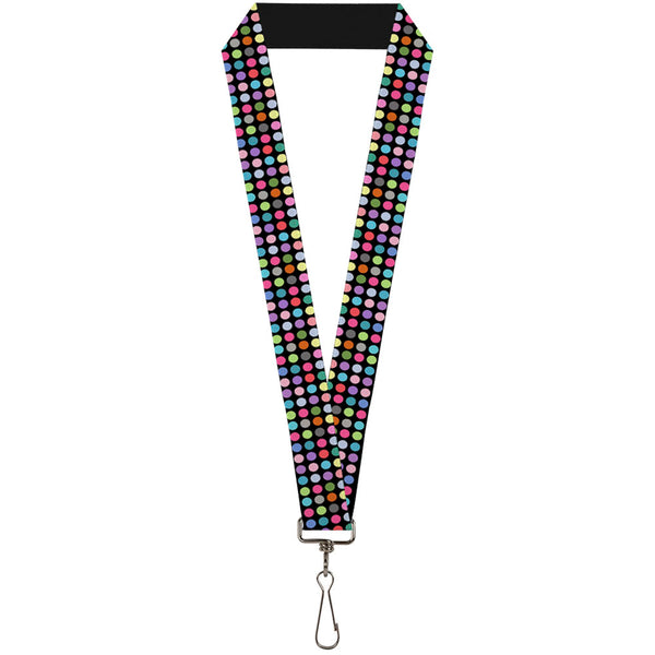 Buckle-Down Lanyard - 1.0" - Mini Polka Dots Black Multi Color
