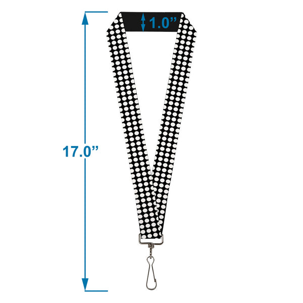 Buckle-Down Lanyard - 1.0" - Mini Polka Dots Black White