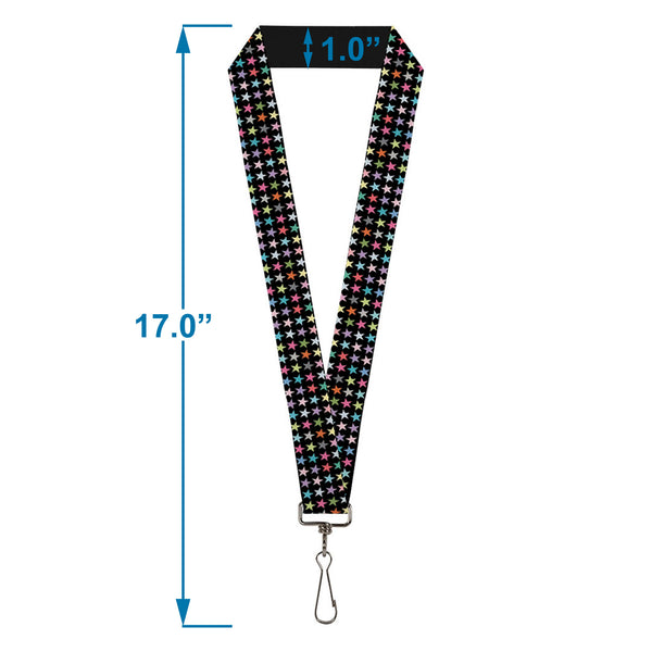 Buckle-Down Lanyard - 1.0" - Mini Stars Black Multi Color