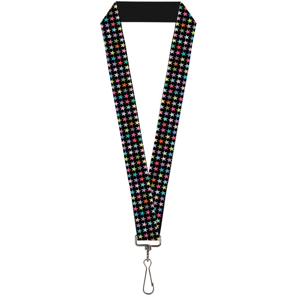 Buckle-Down Lanyard - 1.0" - Mini Stars Black Multi Color