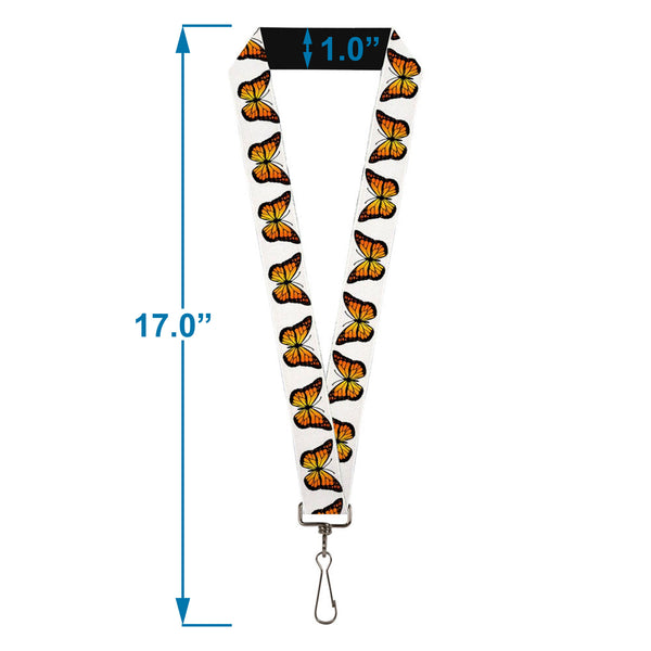 Buckle-Down Lanyard - 1.0" - Monarch Butterfly Repeat White